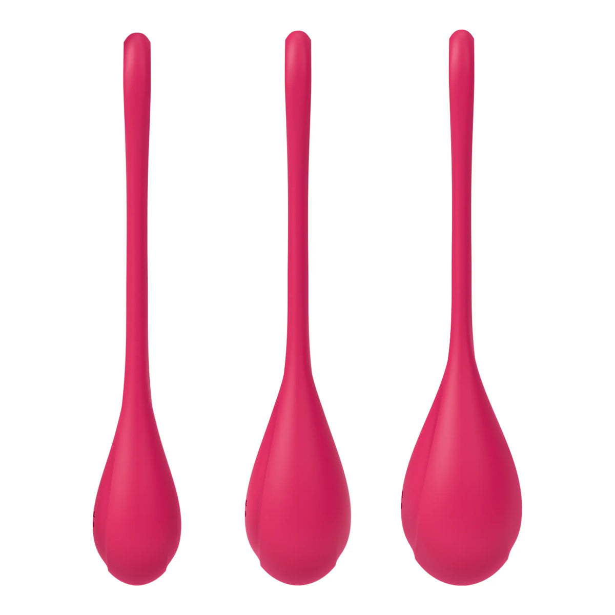 Satisfyer Yoni Power 1 kegel balls, side profile showing the retrieval loops